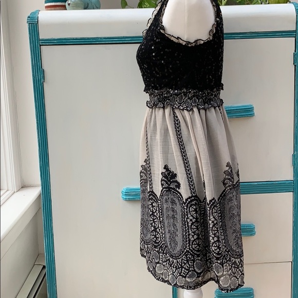 American Rag Boho Mini Dress, Sparkly Sequin Festival Dress, Lace Patterned - Picture 4 of 8
